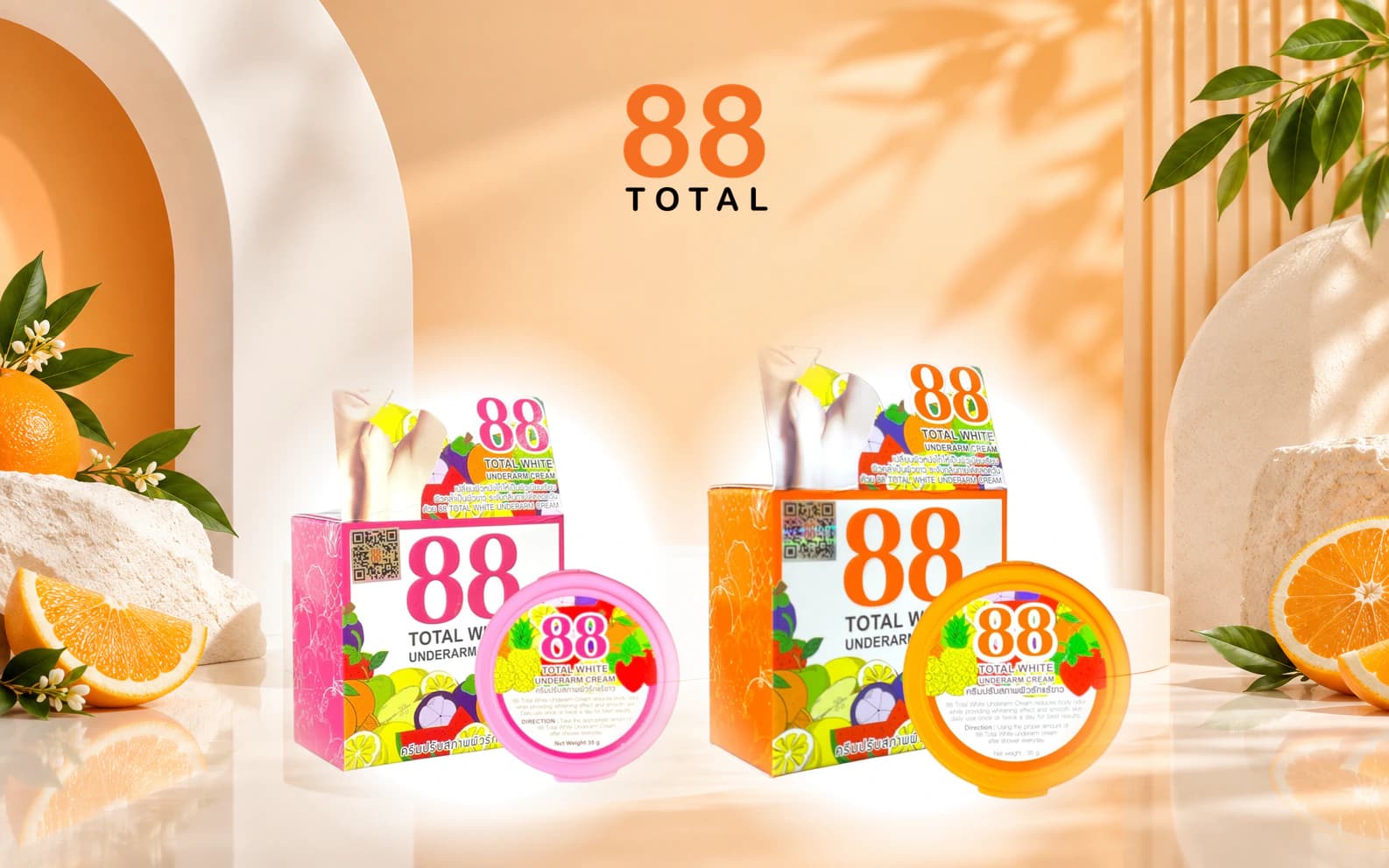 88Total pink and orange underarm cream product lineup
