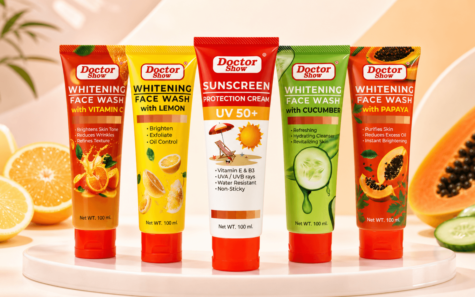 Doctor Show skincare product lineup