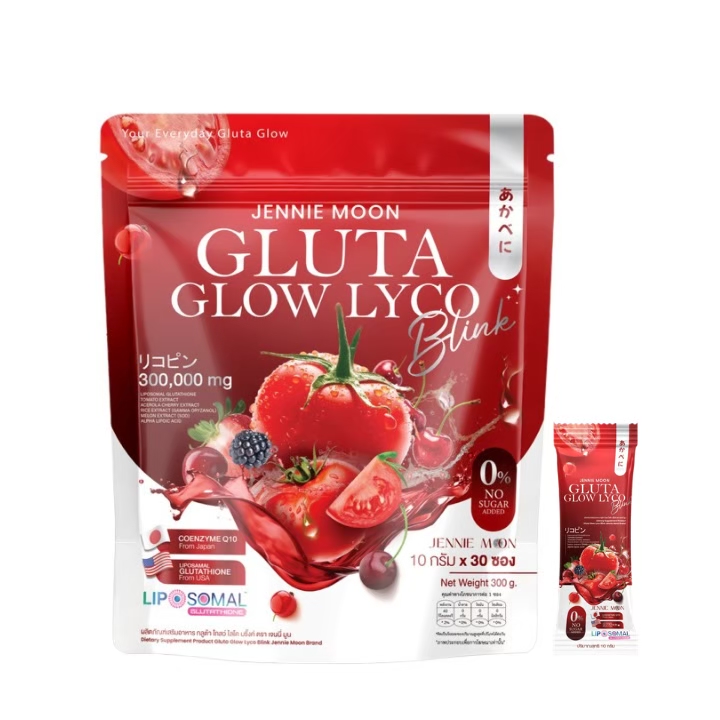 Jennie Moon Gluta Glow Lyco Blink product pack